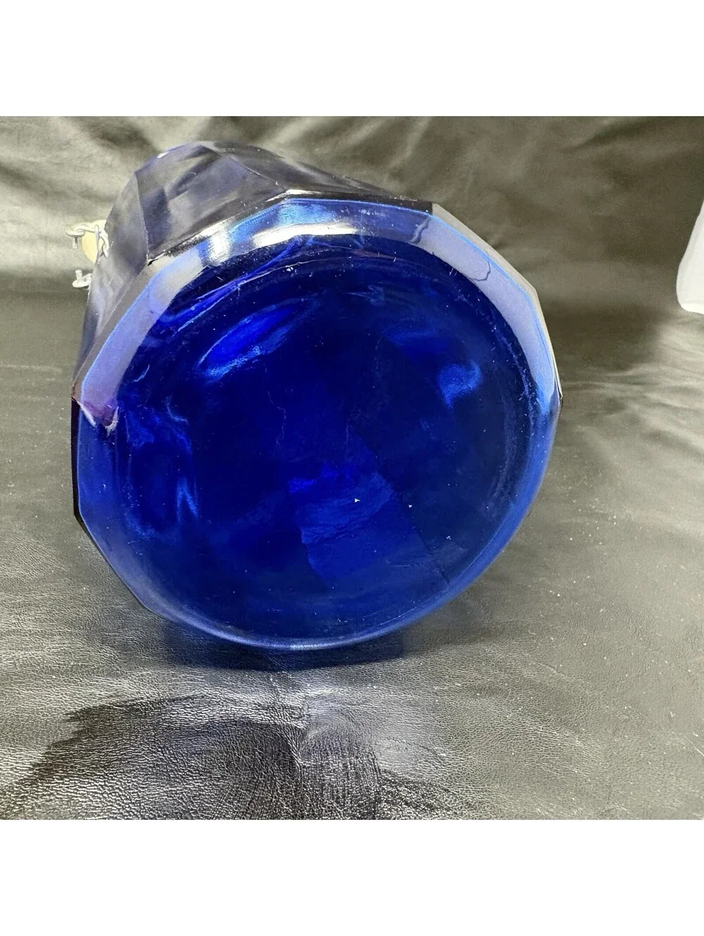 Cobalt Blue Jar Glass Storage Holder With Attached Wire Locking Lid 10” Tall